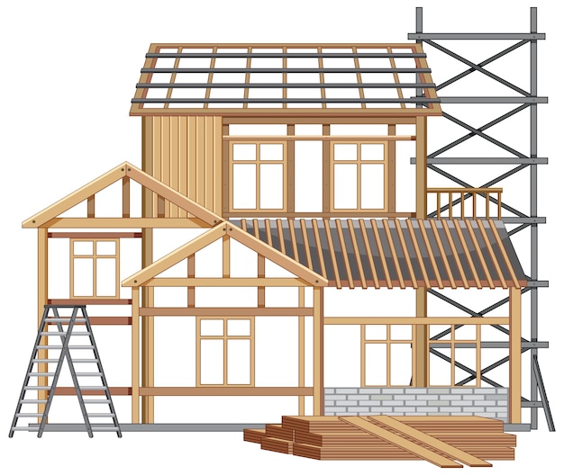 Free vector house construction site concept
