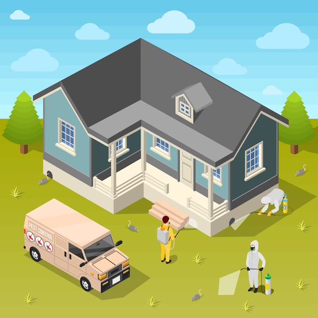 Free vector house disinfection isometric background