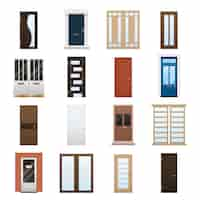 Free vector house doors set