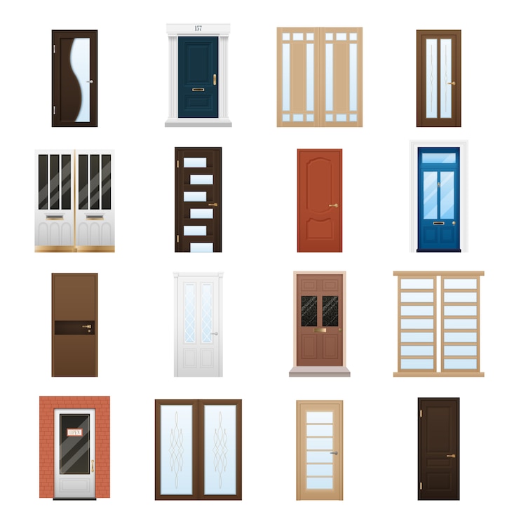 Free Vector house doors set