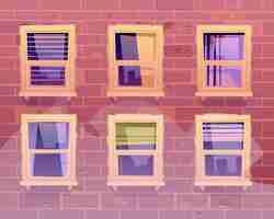 Free vector house facade with windows front view