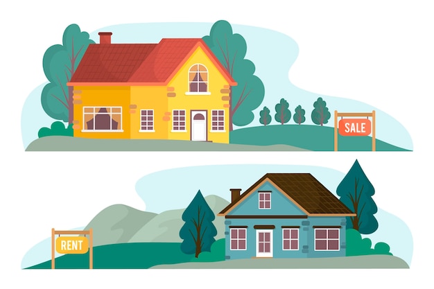 Бесплатное векторное изображение Дом для продажи иллюстрации