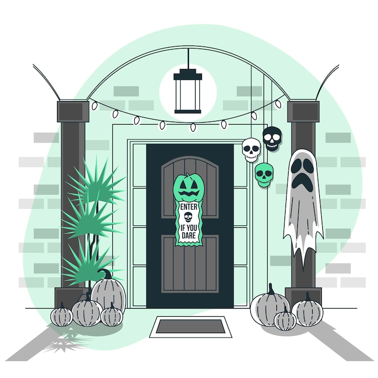 Free Vector house halloween decoration concept illustration