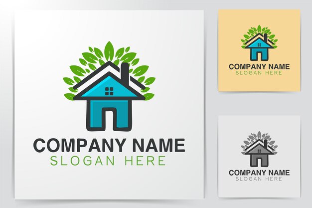 House home and leaf Logo Designs Inspiration Isolated on White Background