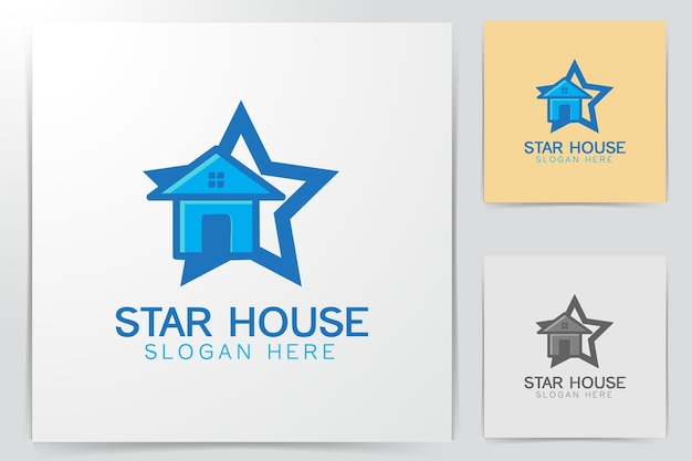 Дом, главная звезда логотип проектирует вдохновение, изолированные на белом фоне
