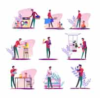 Free vector house husband set