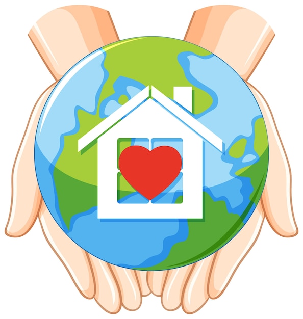 Free vector house icon on earth isolated