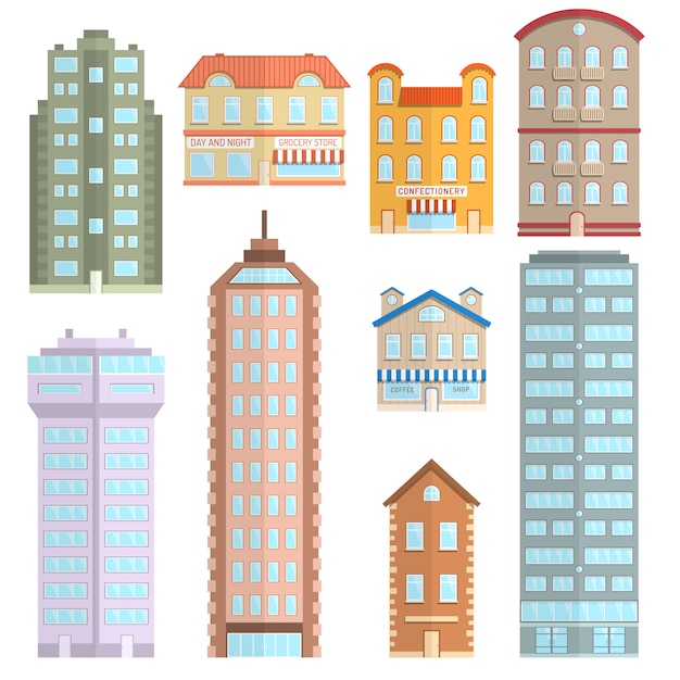 Free vector house icons flat set