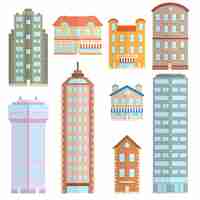 Free vector house icons flat set