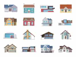 Free vector house icons flat