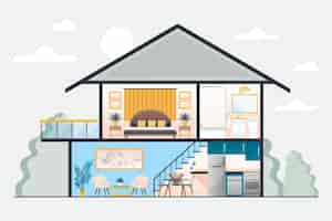 Free vector house illustration in cross-section