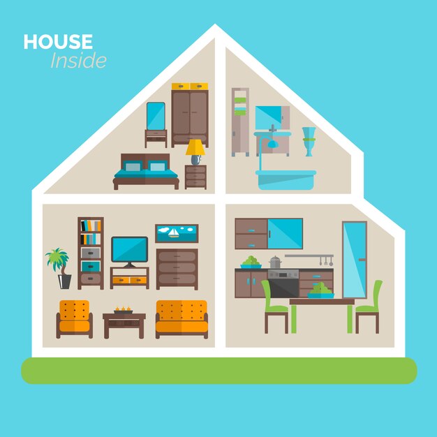 House inside furnishing ideas icon poster