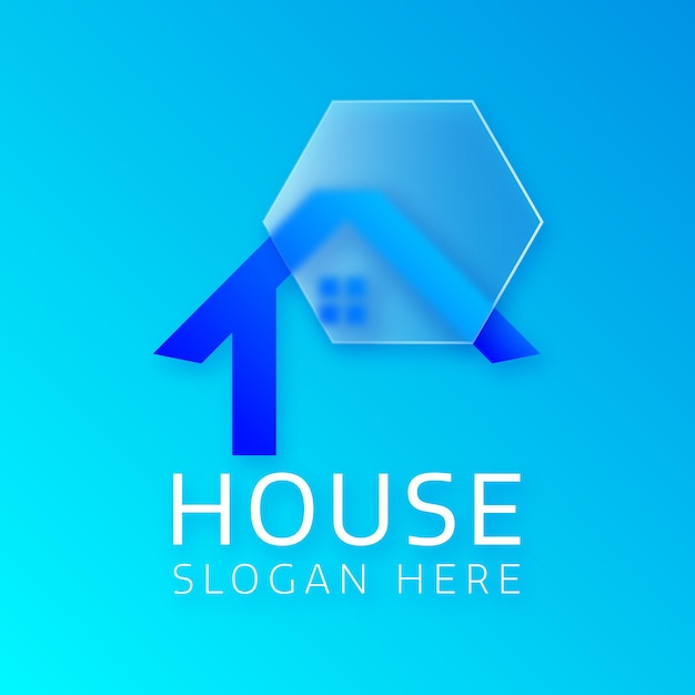 Free vector house logo glass morphism vector illustration