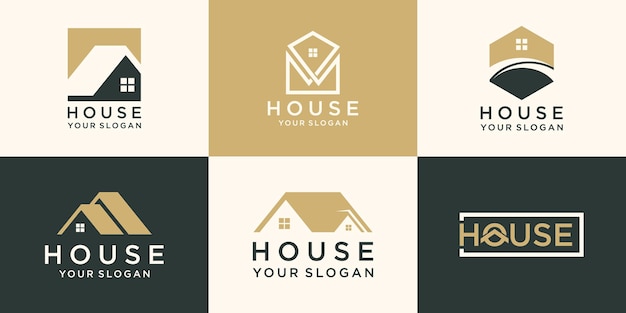하우스 로고 세트, 크리에이티브 홈 로고 컬렉션.