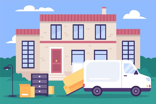 Free vector house moving concept illustrated