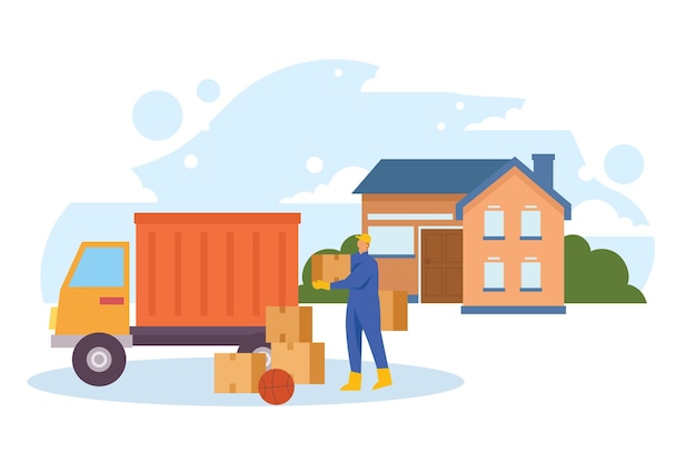 Free vector house moving concept illustration