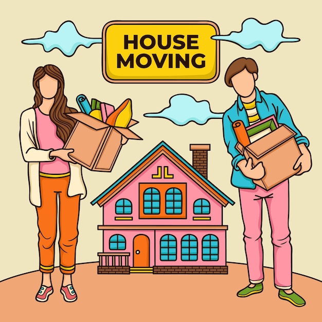 Free vector house moving concept illustration