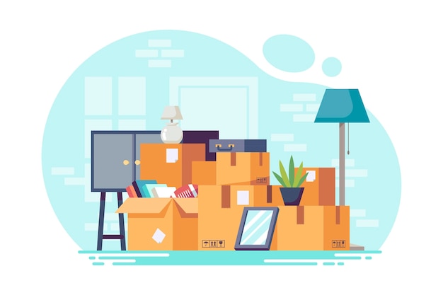 Free vector house moving concept illustration