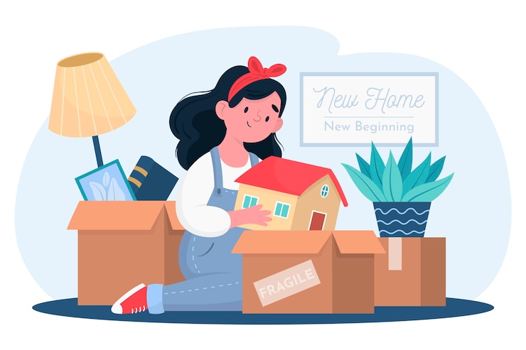 Free Vector house moving illustration