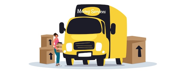 Free vector house moving service illustrated