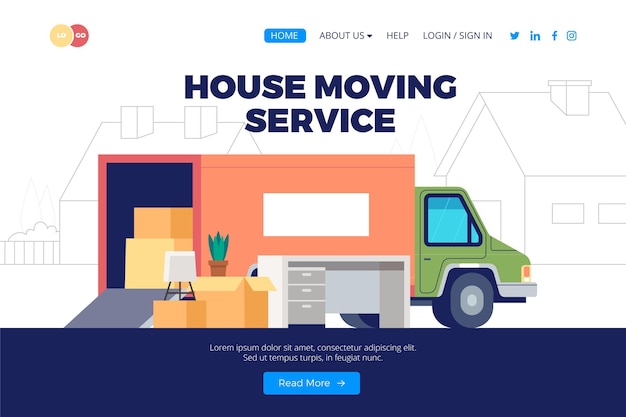 Free vector house moving services landing page design