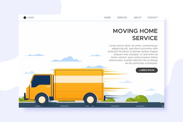 Free vector house moving services - landing page