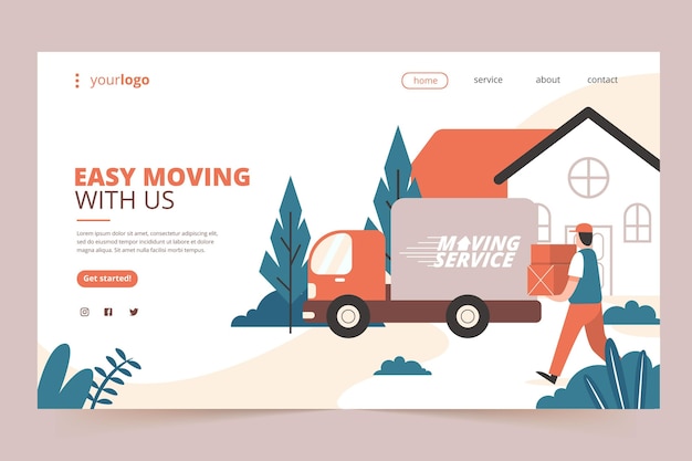 Free vector house moving services - landing page