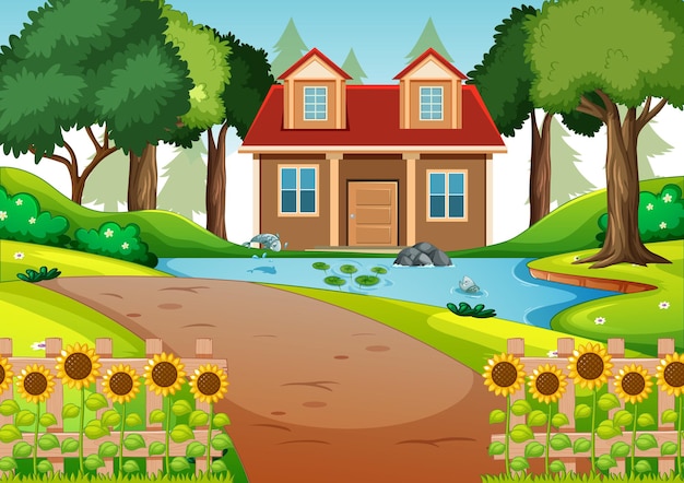 Free Vector | A house in nature scene