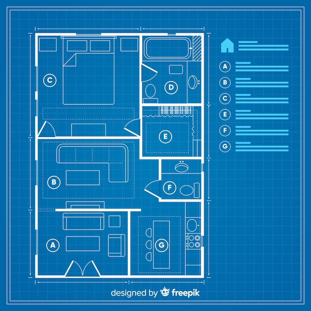 House plan with blueprint concept