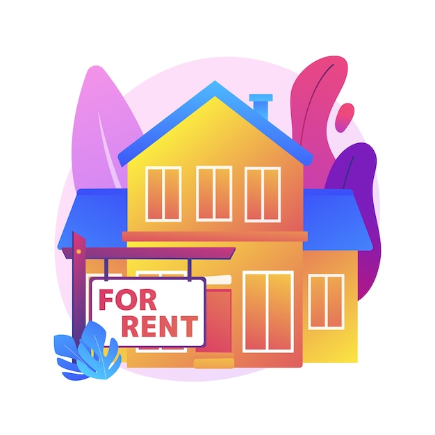 Free vector house for rent abstract concept  illustration. booking house online, best rental property, real estate service, accommodation marketplace, rental listing, monthly rent .