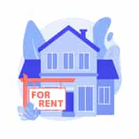 Free vector house for rent abstract concept vector illustration. booking house online, best rental property, real estate service, accommodation marketplace, rental listing, monthly rent abstract metaphor.