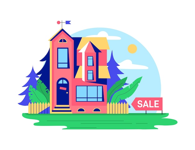 Free vector house for rent concept