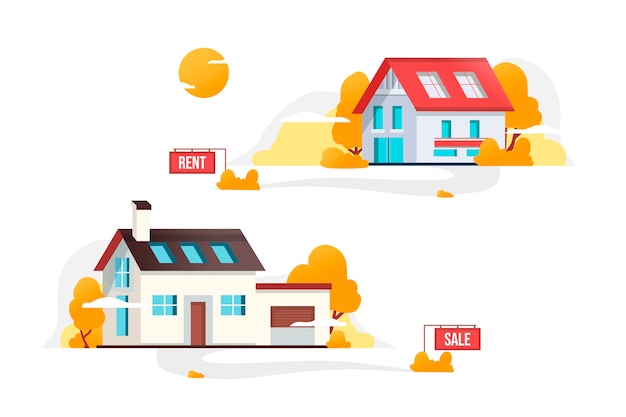 Free vector house for sale concept