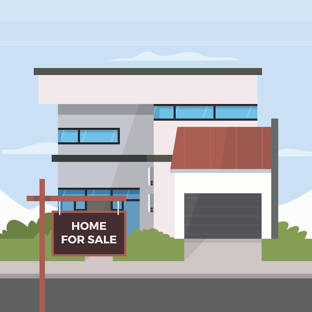 House for sale flat design illustration