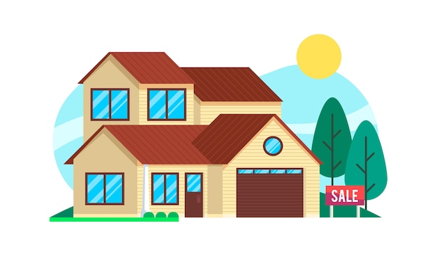 Free vector house for sale illustration