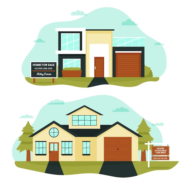 Free vector house for sale or for rent illustration