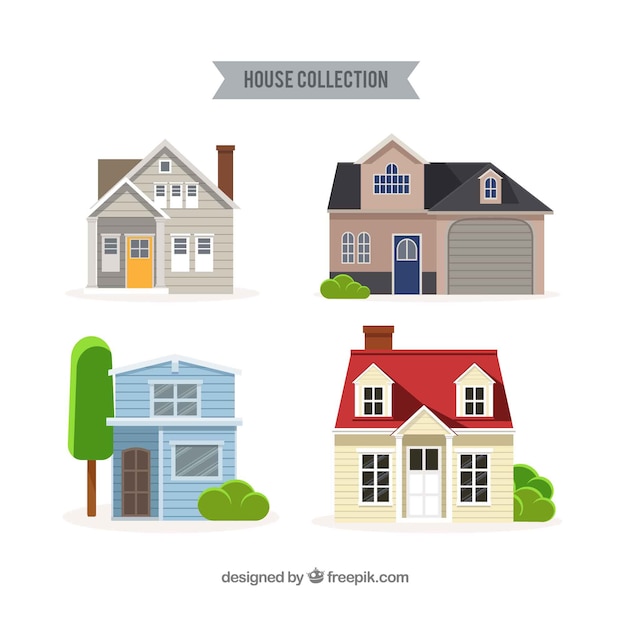 Free vector house set in flat style