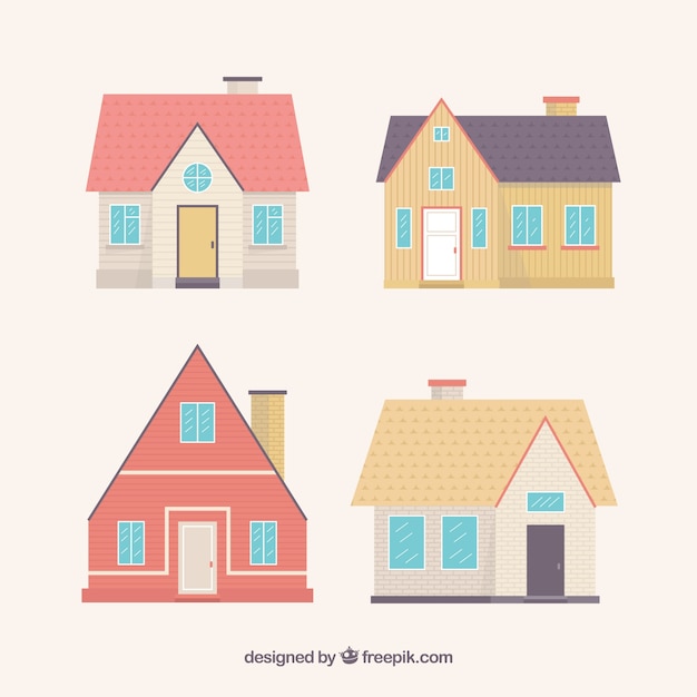 Free vector house set of four