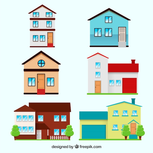 Free vector house set of six