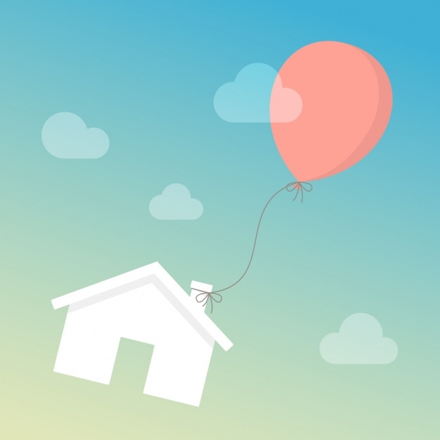 Free vector house in the sky background