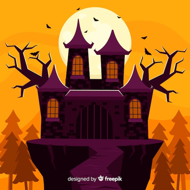 Free vector house on the top of a hill flat design