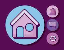 Бесплатное векторное изображение Дом с бизнес иконы