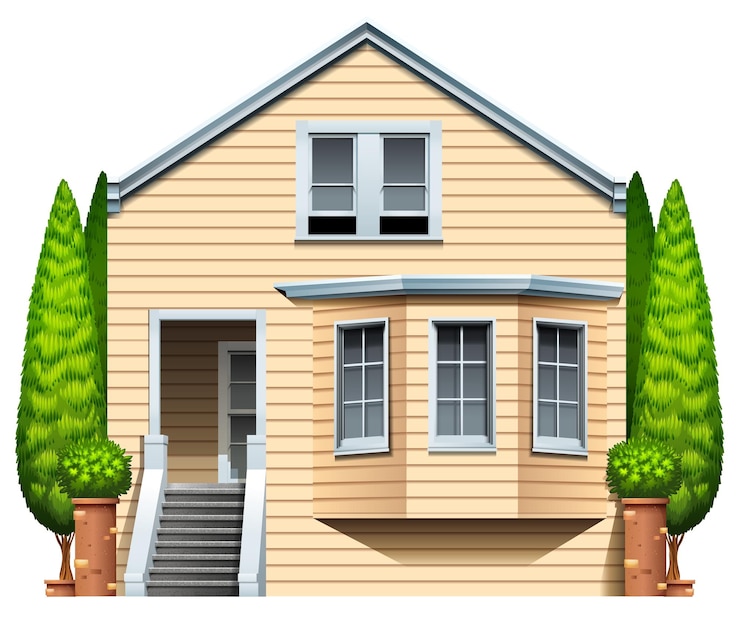 Free Vector a house with houseplants