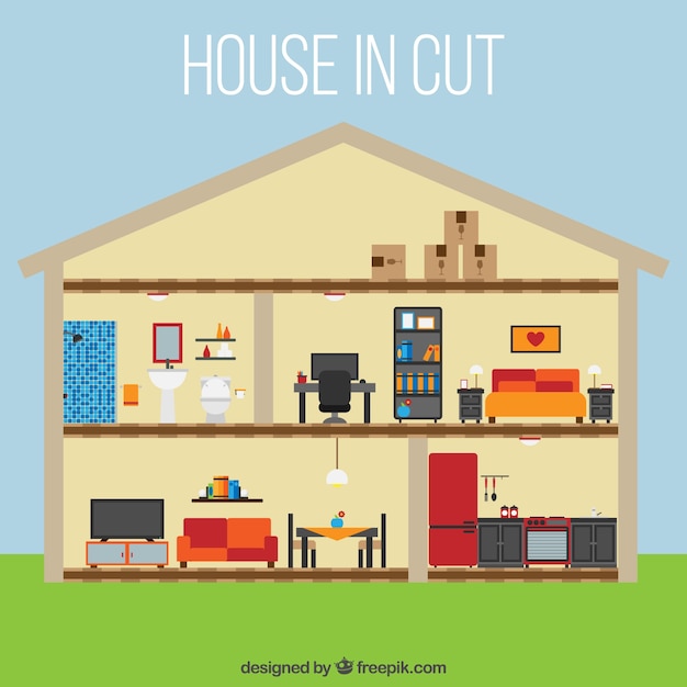 Free vector house with nice rooms in flat design