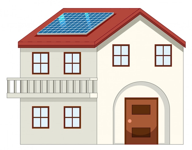 Free vector house with solar cell on the roof