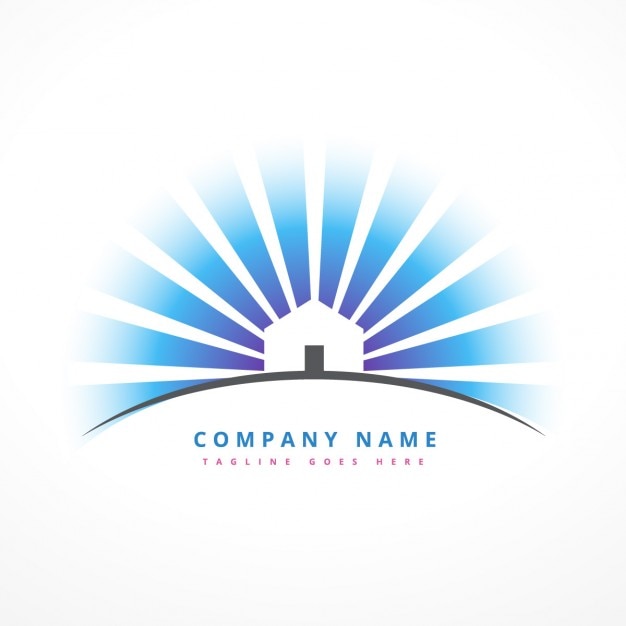 Free vector house with sun rays logo