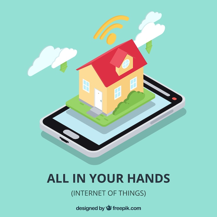 Free Vector house with wifi in isometric style