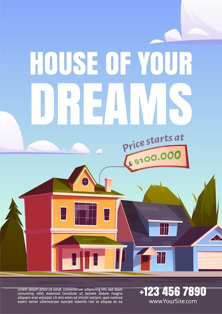 Промо-плакат о продаже загородной недвижимости Дом вашей мечты