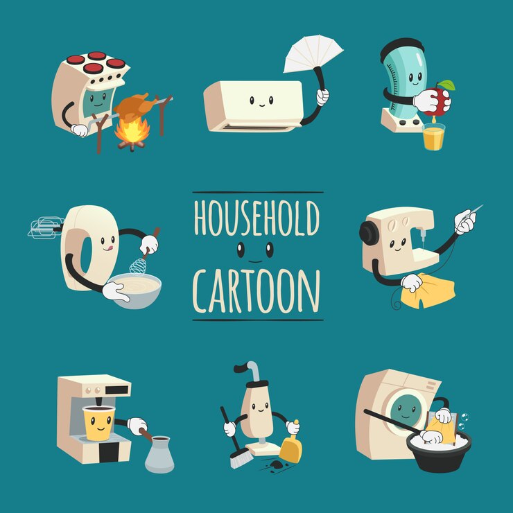 Free Vector household appliances cartoon design concept