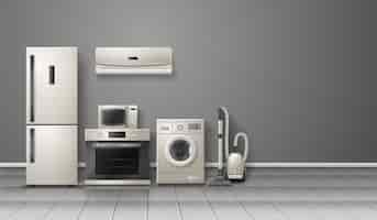 Free vector household appliances realistic composition